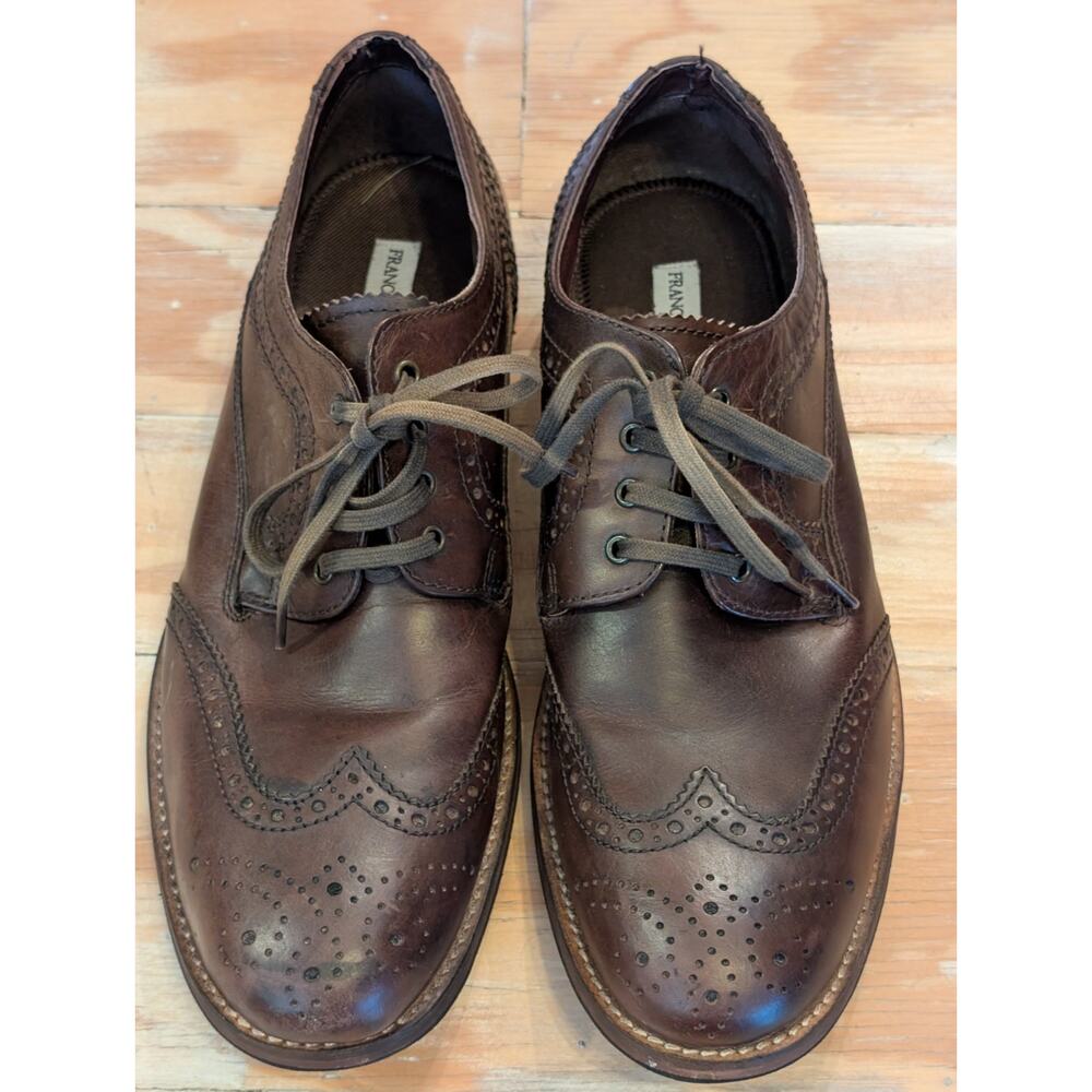 Franco Fortini Wing Tip Madrid Leather Brown Lace Up Dress Shoe Men's Size 11.5